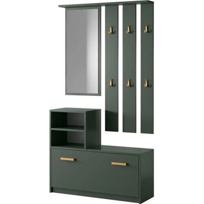 Selsey Yesfir - Eingangsset - Spiegel, Garderobe, Schuhschrank - Flaschengrün - Eingangsmoebel Selsey Yesfir - Eingangsset - Spiegel, Garderobe, Schuhschrank - Flaschengrün - Eingangsmoebel