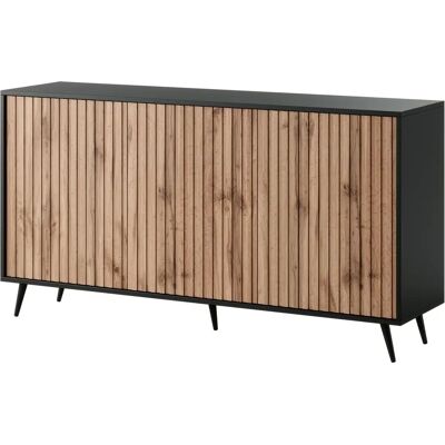 Selsey Wotan Anrichte - Elegantes modernes Klassikdesign - 154cm, Schwarz/Nussbaum Selsey Wotan Anrichte - Elegantes modernes Klassikdesign - 154cm, Schwarz/Nussbaum