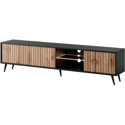 Selsey Bello - Moderner TV-Schrank mit LED, 175cm - Schwarz/Wotan Eiche Selsey Bello - Moderner TV-Schrank mit LED, 175cm - Schwarz/Wotan Eiche