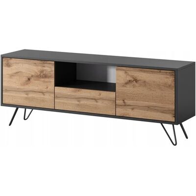 Mueble de TV moderno Selsey Ploystea - 137 cm, negro / roble wotan Mueble de TV moderno Selsey Ploystea - 137 cm, negro / roble wotan