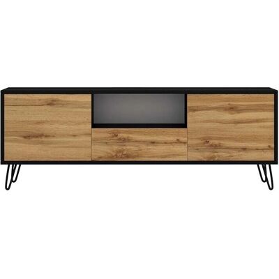Selsey Ploystea - Mobile TV Moderno - Nero / Rovere Wotan - 137cm Selsey Ploystea - Mobile TV Moderno - Nero / Rovere Wotan - 137cm