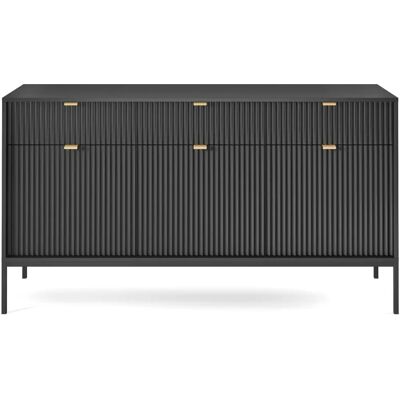 Vellore Zwarte 3-Deurs Kast - 154cm - Modern Opbergmeubel Vellore Zwarte 3-Deurs Kast - 154cm - Modern Opbergmeubel