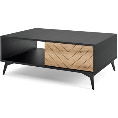 Boulia Salontafel - 104x68 cm - zwart/eiken Evoke chevron - Rechthoekig Boulia Salontafel - 104x68 cm - zwart/eiken Evoke chevron - Rechthoekig
