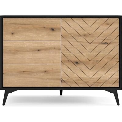 BOULIA Evoke Chevron patroon ladekast met 3 lades BOULIA Evoke Chevron patroon ladekast met 3 lades