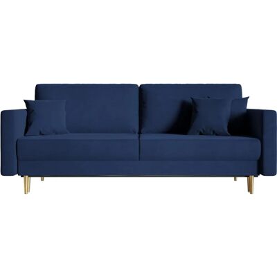 Selsey Schlafsofa - 200 cm - 3 Sitze - Hydrophober Samtstoff - Marineblau - Valico Selsey Schlafsofa - 200 cm - 3 Sitze - Hydrophober Samtstoff - Marineblau - Valico