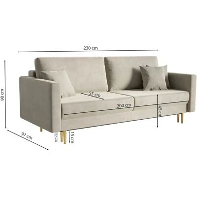 Selsey Beiges Velourssofa - Schlafsofa Selsey Beiges Velourssofa - Schlafsofa