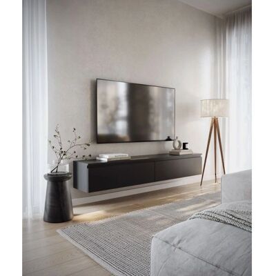 Selsey BEMMI Wandmontierter TV-Schrank - 175cm, Schwarz Selsey BEMMI Wandmontierter TV-Schrank - 175cm, Schwarz