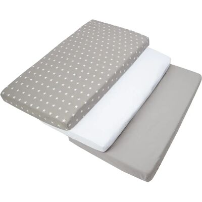 Ensemble de Linge de Lit Bébé Medi Partners - 3 pièces, Coton, 60x120 cm, Gris/Blanc Ensemble de Linge de Lit Bébé Medi Partners - 3 pièces, Coton, 60x120 cm, Gris/Blanc
