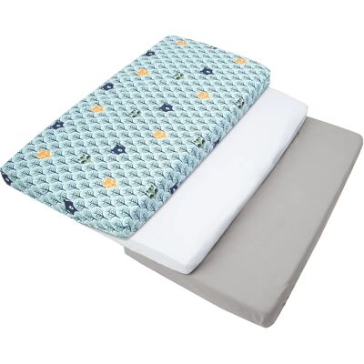 Set di Lenzuola per Neonati in Cotone Grigio - Set di 3 Lenzuola Fitted - Biancheria da letto per bambini Set di Lenzuola per Neonati in Cotone Grigio - Set di 3 Lenzuola Fitted - Biancheria da letto per bambini