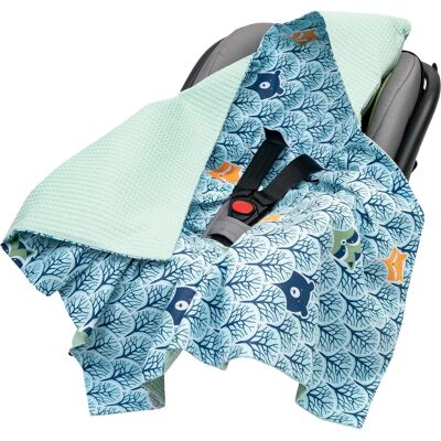 Medi Partners Baby carrier wrap - deken met capuchon - Bos + munt - Baby drager wrap Medi Partners Baby carrier wrap - deken met capuchon - Bos + munt - Baby drager wrap