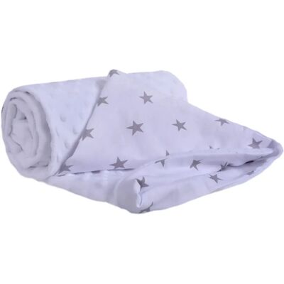 Medi Partners Coperta 75x100 Cotone + Minky - Stelle grigie su bianco Medi Partners Coperta 75x100 Cotone + Minky - Stelle grigie su bianco