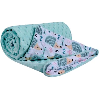 Medi Partners Couverture 75x100 Coton Minky Hérissons Menthe - Couverture Medi Partners Couverture 75x100 Coton Minky Hérissons Menthe - Couverture