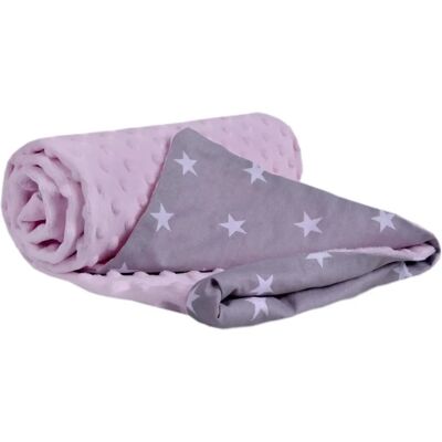 Medi Partners Couverture 75x100 coton + Minky - Étoiles blanches sur gris + rose clair Minky - Couverture Medi Partners Couverture 75x100 coton + Minky - Étoiles blanches sur gris + rose clair Minky - Couverture