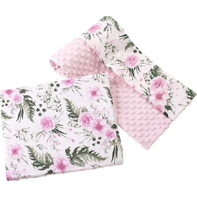 Medi Partners Piumino 75x100 + Cuscino 35x30 cotone + minky - Fiori + rosa chiaro - Set Piumino e Cuscino Medi Partners Piumino 75x100 + Cuscino 35x30 cotone + minky - Fiori + rosa chiaro - Set Piumino e Cuscino
