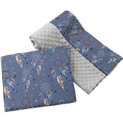 Medi Partners Couette 75x100 + oreiller 35x30 coton + minky - attrape-rêves - gris minky Medi Partners Couette 75x100 + oreiller 35x30 coton + minky - attrape-rêves - gris minky