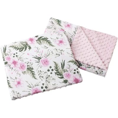 Medi Partners Couette 55x75 + oreiller 35x30 coton + minky - Fleurs + Minky Rose Clair - Ensemble Literie Medi Partners Couette 55x75 + oreiller 35x30 coton + minky - Fleurs + Minky Rose Clair - Ensemble Literie