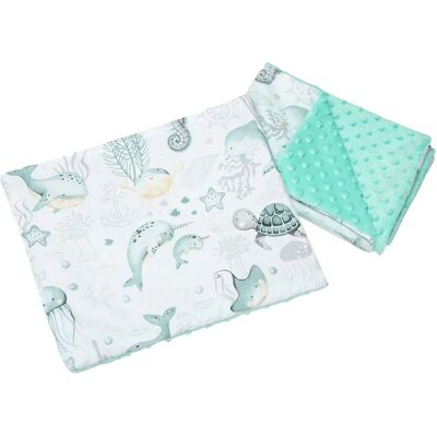 Medi Partners Cupltă 55x75 + Perne 35x30 Bumbac + Minky – Ocean + Minty Minky Alb - Set de Lenjerie Medi Partners Cupltă 55x75 + Perne 35x30 Bumbac + Minky – Ocean + Minty Minky Alb - Set de Lenjerie