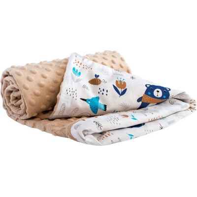 Medi Partners Couverture Beige Animaux de la Forêt Coton Minky - 75x100 Medi Partners Couverture Beige Animaux de la Forêt Coton Minky - 75x100