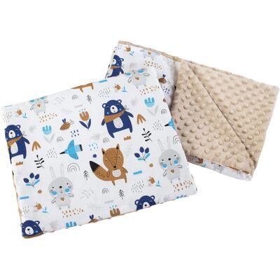 Medi Partners Quilt 55x75 + Poduszka 35x30 Bawełna Minky – Zwierzęta w lesie - Baby Quilt and Pillow Set Medi Partners Quilt 55x75 + Poduszka 35x30 Bawełna Minky – Zwierzęta w lesie - Baby Quilt and Pillow Set
