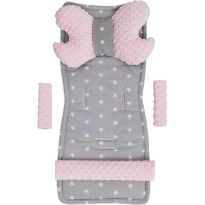 Medi Partners Kinderwageninleg - Grijze sterren, Roze Minky - Unisex Medi Partners Kinderwageninleg - Grijze sterren, Roze Minky - Unisex