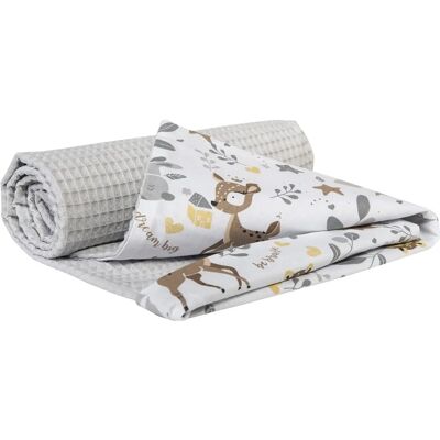 Medi Partners Babypasschild Deken - 75x100 Katoen Wafel - Grijs Unisex Medi Partners Babypasschild Deken - 75x100 Katoen Wafel - Grijs Unisex