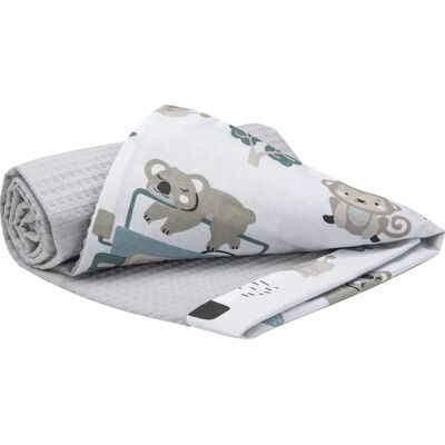 Medi Partners Couverture 75x100 Coton - Mint Zoo, Gaufre Gris - Couverture Medi Partners Couverture 75x100 Coton - Mint Zoo, Gaufre Gris - Couverture