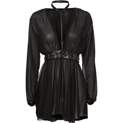 Minirobe en mousseline transparente Noir - Robe courte Minirobe en mousseline transparente Noir - Robe courte