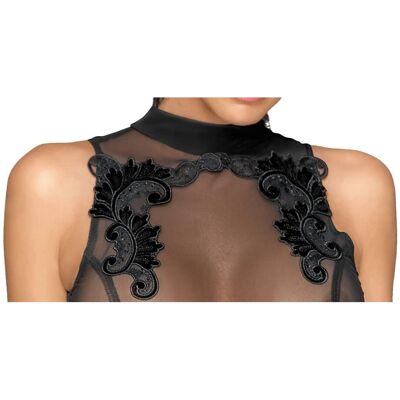Robe Noir Brodée - Wetlook Fendue et Tulle Robe Noir Brodée - Wetlook Fendue et Tulle