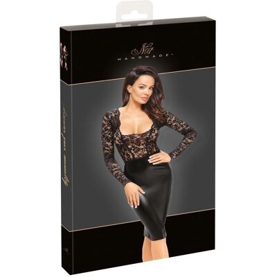Robe en dentelle Noir avec jupe wetlook - Robe Robe en dentelle Noir avec jupe wetlook - Robe