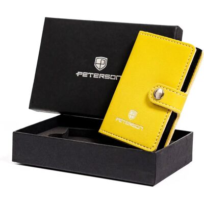 Étui en cuir Peterson - Jaune - Porte-cartes - Publicité Étui en cuir Peterson - Jaune - Porte-cartes - Publicité