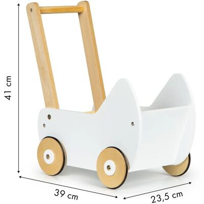 ECOTOYS Holz-Kinderwagen - Unterstützt Lauflernen - Sicher für Innen ECOTOYS Holz-Kinderwagen - Unterstützt Lauflernen - Sicher für Innen