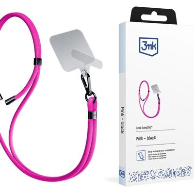 3MK EasyClip - Lanière de téléphone en nylon, Noir, Rose - Accessoire téléphone 3MK EasyClip - Lanière de téléphone en nylon, Noir, Rose - Accessoire téléphone