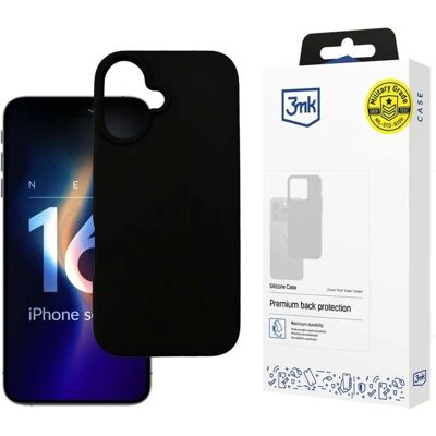 Coque en silicone noire 3MK pour iPhone 16 Plus - Protection contre les chutes Coque en silicone noire 3MK pour iPhone 16 Plus - Protection contre les chutes