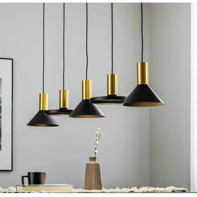 Suspension Nowodvorski Hermanos 8032 - Noir, Laiton, 5 Lampes - Publicité Suspension Nowodvorski Hermanos 8032 - Noir, Laiton, 5 Lampes - Publicité