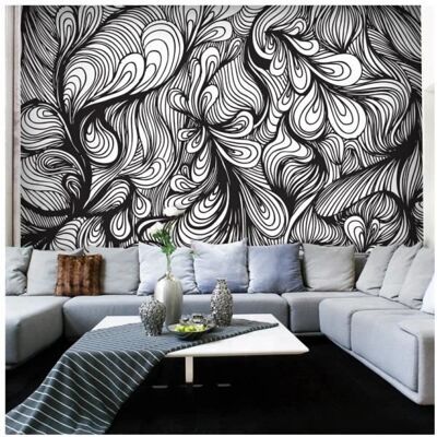 Papier Peint Rétro ARTGEIST 200x154cm - Noir et Blanc - Publicité Papier Peint Rétro ARTGEIST 200x154cm - Noir et Blanc - Publicité