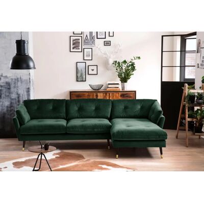 TRENDS BY HG Japan L-Form Sofa - Microvelours, recamiere rechts, grün TRENDS BY HG Japan L-Form Sofa - Microvelours, recamiere rechts, grün
