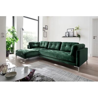 TRENDS BY HG Landau L-Form Sofa - Microvelours, Metallfüße, Recamiere links TRENDS BY HG Landau L-Form Sofa - Microvelours, Metallfüße, Recamiere links