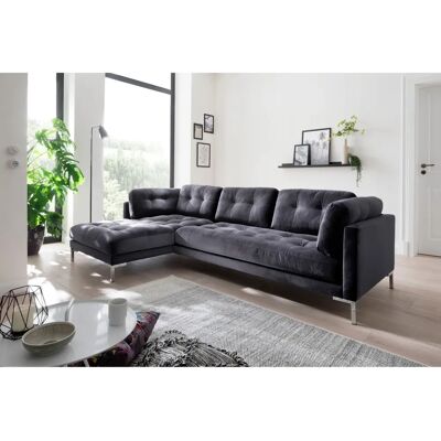 TRENDS BY HG Landau L-Form Sofa - Microvelours, Recamiere, Grau - Couch TRENDS BY HG Landau L-Form Sofa - Microvelours, Recamiere, Grau - Couch