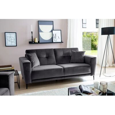 TRENDS BY HG Barcelona 3-Sitzer Sofa - Microvelours - Grau - Made in Poland TRENDS BY HG Barcelona 3-Sitzer Sofa - Microvelours - Grau - Made in Poland