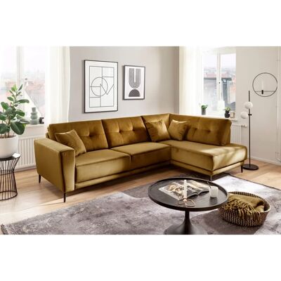 Trends by HG Barcelona L-Form Sofa - Microvelours, Rechte Ottomane, Gelb Trends by HG Barcelona L-Form Sofa - Microvelours, Rechte Ottomane, Gelb