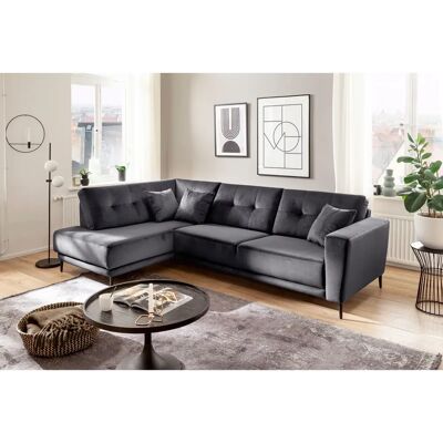 TRENDS BY HG Barcelona L-Form Sofa - Microvelours, Ottomane links, Grau TRENDS BY HG Barcelona L-Form Sofa - Microvelours, Ottomane links, Grau