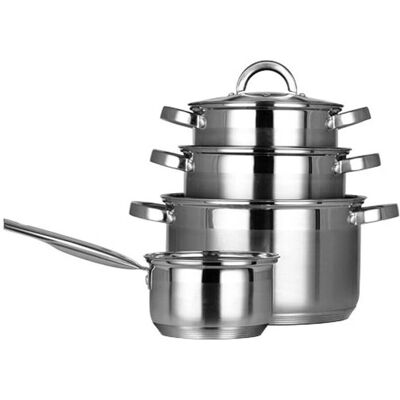 Ensemble de Casseroles en Acier Inoxydable Smile MGK-21 - 9 Pièces - Publicité Ensemble de Casseroles en Acier Inoxydable Smile MGK-21 - 9 Pièces - Publicité