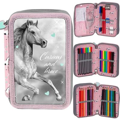 Paso Graues Pferd Etui mit Zubehör - Federmäppchen Paso Graues Pferd Etui mit Zubehör - Federmäppchen