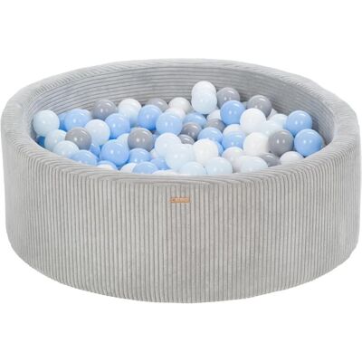 PQP Ball Sea - 300 Kulki - Cordu Roy 90 cm Szary - Kulki Szary/Baby Blue/Błękit Pastel PQP Ball Sea - 300 Kulki - Cordu Roy 90 cm Szary - Kulki Szary/Baby Blue/Błękit Pastel