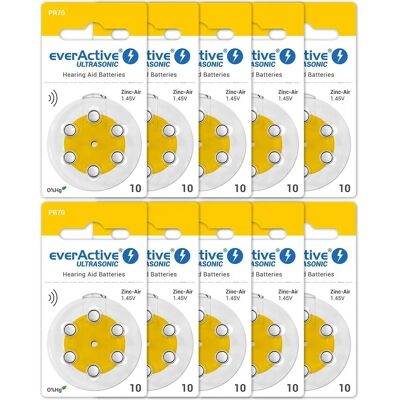 EverActive PR70 Zink-Luft-Hörgerätebatterien 10er Pack - Hohe Leistung EverActive PR70 Zink-Luft-Hörgerätebatterien 10er Pack - Hohe Leistung