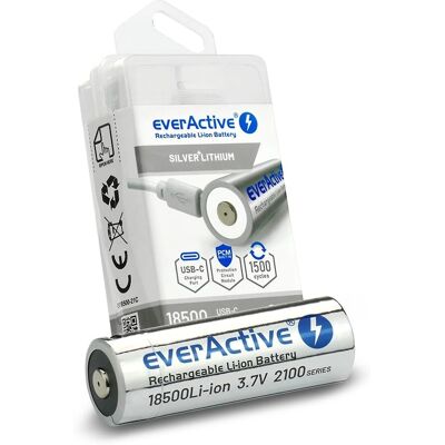 Everactive 18500 Batteria Li-Ion - 2100 mAh - Protezione PCM - Alta Potenza Everactive 18500 Batteria Li-Ion - 2100 mAh - Protezione PCM - Alta Potenza
