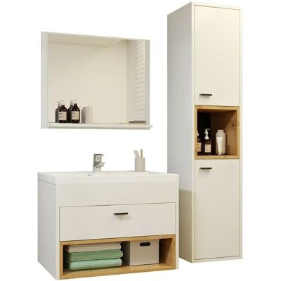 USINESTREET Providence J100 - Blanco + Roble artesano - Conjunto de baño USINESTREET Providence J100 - Blanco + Roble artesano - Conjunto de baño