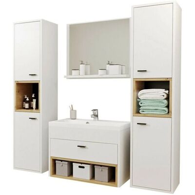 Set de muebles de baño USINESTREET - Blanco, Roble Artesano, Modelo J101 Set de muebles de baño USINESTREET - Blanco, Roble Artesano, Modelo J101