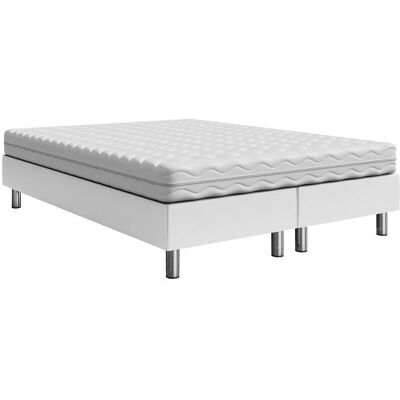 MUEBLES Logan 101 Cama - Doble, Blanco, Cuero ecológico MUEBLES Logan 101 Cama - Doble, Blanco, Cuero ecológico