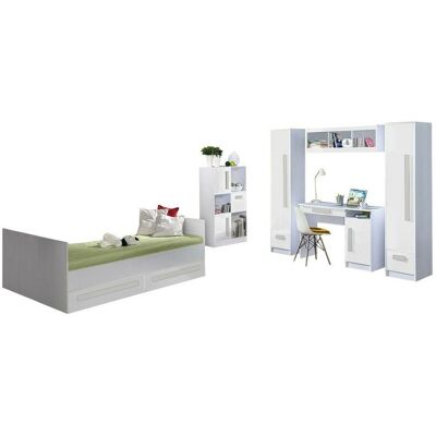 Mobilier1 J108 Conjunto de Dormitorio - Cama, Escritorio, Estantes Mobilier1 J108 Conjunto de Dormitorio - Cama, Escritorio, Estantes